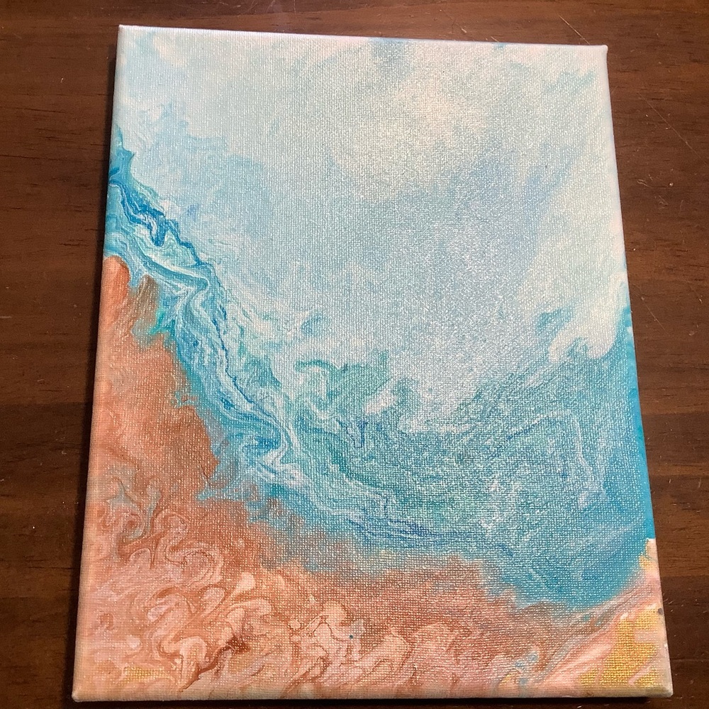 Original Handmade Acrylic Pour Painting- “Calm of the Ocean”